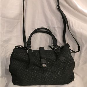 Black Metallic fabric handbag